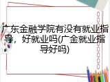 广东金融学院有没有就业指导，好就业吗(广金就业指导好吗)