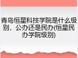 青岛恒星科技学院是什么级别，公办还是民办(恒星民办学院级别)