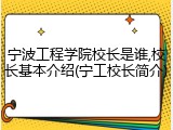 宁波工程学院校长是谁,校长基本介绍(宁工校长简介)