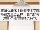 濮阳石油化工职业技术学院师资力量怎么样，名气如何(濮阳石化职院师资名气)
