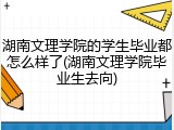 湖南文理学院的学生毕业都怎么样了(湖南文理学院毕业生去向)