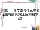 黑龙江工业学院读什么专业比较有前景(黑工院前景专业)