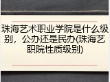 珠海艺术职业学院是什么级别，公办还是民办(珠海艺职院性质级别)