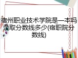 宿州职业技术学院是一本吗录取分数线多少(宿职院分数线)