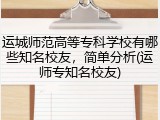 运城师范高等专科学校有哪些知名校友，简单分析(运师专知名校友)
