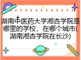 湖南中医药大学湘杏学院是哪里的学校，在哪个城市(湖南湘杏学院在长沙)