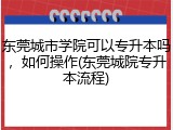 东莞城市学院可以专升本吗，如何操作(东莞城院专升本流程)