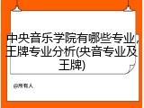 中央音乐学院有哪些专业，王牌专业分析(央音专业及王牌)