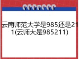 云南师范大学是985还是211(云师大是985211)