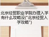 北京经贸职业学院办理入学有什么攻略没("北京经贸入学攻略")