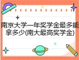 南京大学一年奖学金最多能拿多少(南大最高奖学金)