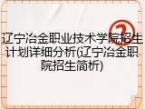辽宁冶金职业技术学院招生计划详细分析(辽宁冶金职院招生简析)