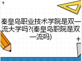 秦皇岛职业技术学院是双一流大学吗?(秦皇岛职院是双一流吗)