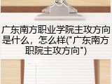 广东南方职业学院主攻方向是什么，怎么样("广东南方职院主攻方向")