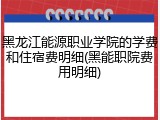 黑龙江能源职业学院的学费和住宿费明细(黑能职院费用明细)