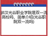 武汉光谷职业学院是双一流高校吗，简单介绍(光谷职院双一流吗)