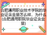 合肥通用职业技术学院的毕业证含金量怎么样，为什么(合肥通用职院毕业证含金量)