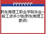 黔东南理工职业学院毕业一般工资多少钱(黔东南理工薪资)