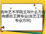 吉林艺术学院主攻什么方向有哪些王牌专业(吉艺王牌专业方向)