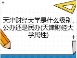 天津财经大学是什么级别，公办还是民办(天津财经大学属性)