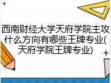 西南财经大学天府学院主攻什么方向有哪些王牌专业(天府学院王牌专业)