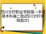 四川文轩职业学院是一本还是本科第二批(四川文轩学院批次)