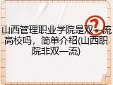 山西管理职业学院是双一流高校吗，简单介绍(山西职院非双一流)