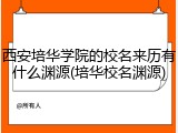 西安培华学院的校名来历有什么渊源(培华校名渊源)