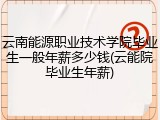 云南能源职业技术学院毕业生一般年薪多少钱(云能院毕业生年薪)