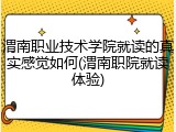 渭南职业技术学院就读的真实感觉如何(渭南职院就读体验)