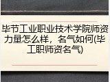 毕节工业职业技术学院师资力量怎么样，名气如何(毕工职师资名气)