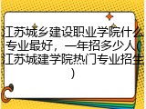 江苏城乡建设职业学院什么专业最好，一年招多少人(江苏城建学院热门专业招生)