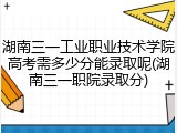 湖南三一工业职业技术学院高考需多少分能录取呢(湖南三一职院录取分)