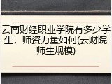 云南财经职业学院有多少学生，师资力量如何(云财院师生规模)