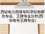 西安电力高等专科学校有哪些专业，王牌专业分析(西安电专王牌专业)