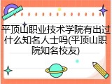 平顶山职业技术学院有出过什么知名人士吗(平顶山职院知名校友)