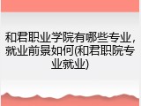 和君职业学院有哪些专业，就业前景如何(和君职院专业就业)