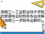 湖南三一工业职业技术学院的普通专业和特色专业详解(湖南三一学院专业解析)
