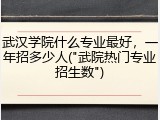 武汉学院什么专业最好，一年招多少人("武院热门专业招生数")
