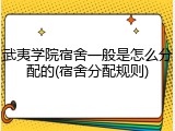 武夷学院宿舍一般是怎么分配的(宿舍分配规则)
