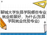 聊城大学东昌学院哪些专业就业前景好，为什么(东昌学院就业优势专业)
