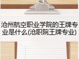 沧州航空职业学院的王牌专业是什么(沧职院王牌专业)
