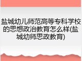 盐城幼儿师范高等专科学校的思想政治教育怎么样(盐城幼师思政教育)