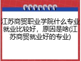江苏商贸职业学院什么专业就业比较好，原因是啥(江苏商贸就业好的专业)