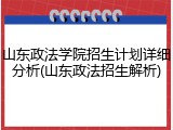 山东政法学院招生计划详细分析(山东政法招生解析)