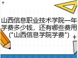 山西信息职业技术学院一年学费多少钱，还有哪些费用("山西信息学院学费")