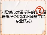 沈阳城市建设学院的专业设置概况介绍(沈阳城建学院专业概览)
