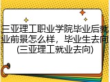 三亚理工职业学院毕业后就业前景怎么样，毕业生去向(三亚理工就业去向)