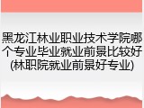 黑龙江林业职业技术学院哪个专业毕业就业前景比较好(林职院就业前景好专业)