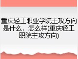 重庆轻工职业学院主攻方向是什么，怎么样(重庆轻工职院主攻方向)